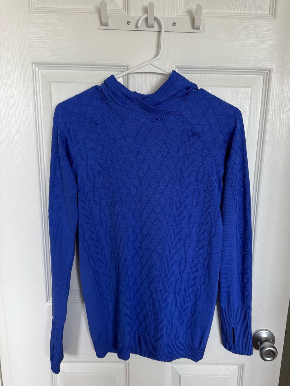 lululemon athletica Women's - Royal Blue hoodie with sweater print. Size 8.